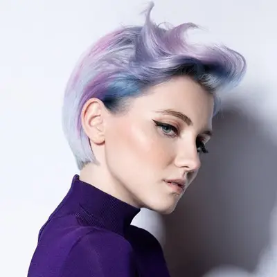 Lavender Hair Short Lilac-Blue