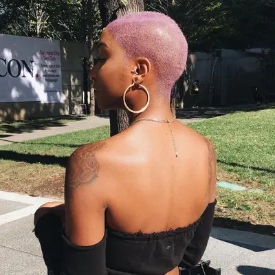 Lavender Hair Buzz Cut