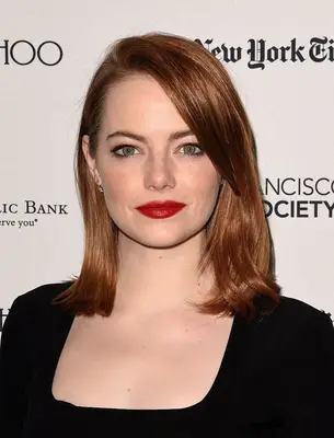 Emma Stone bob with side swooped bangs