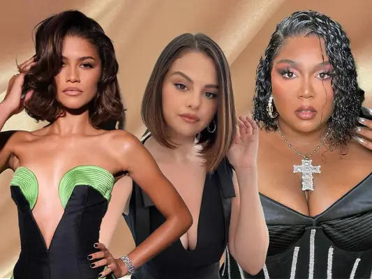 Zendaya, Selena Gomez, and Lizzo with bob hairstyles