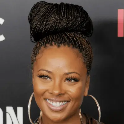 eva marcille wearing microbraid bun
