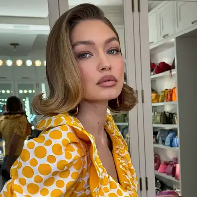 gigi hadid wearing flippy bob haircut