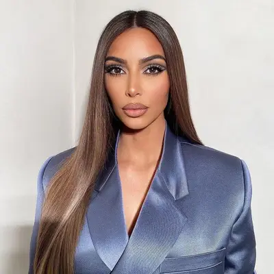 Kim Kardashian long, straight light brown hair