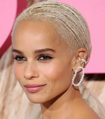 Zoe Kravitz with a braided hairstyle.