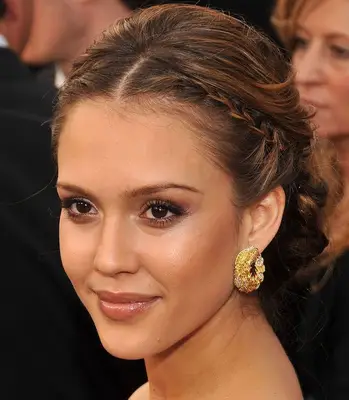 Jessica Alba with a braided hairstyle.