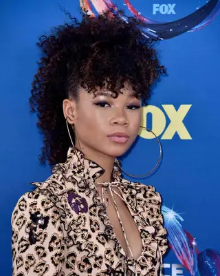 Storm Reid curly fauxhawk
