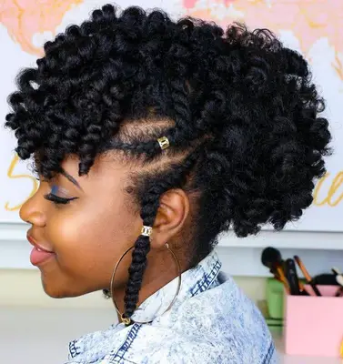 Twist-out fauxhawk