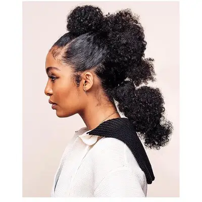 Yara Shahidi curly fauxhawk