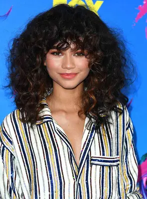 Zendaya with a curly shag hairstyle