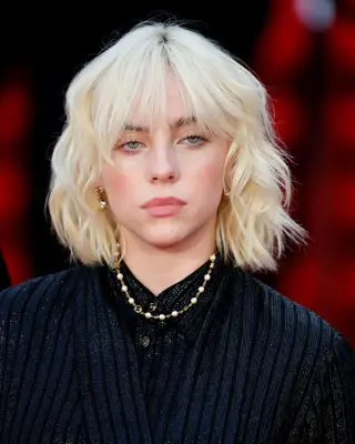 Billie Eilish with a wolf cut shag hairstyle