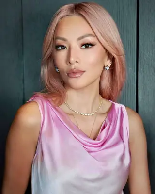 Tina Leung with cherry blonde hair