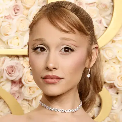 ariana grande with ponytail and baby bangs