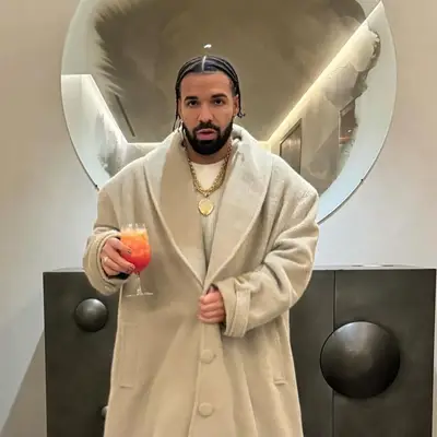 Drake with braids and a round beard
