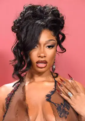 Megan Thee Stallion with a tousled updo