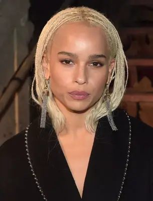 Zoe Kravitz braided blonde tucked lob