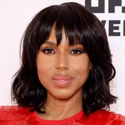 Kerry Washington with tousled lob and full bangs