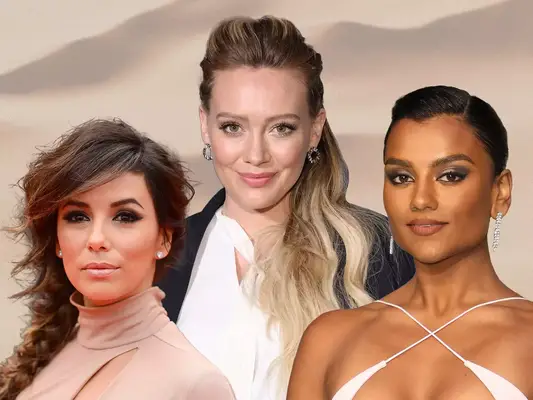 Eva Longoria, Hilary Duff, and Simone Ashley with Updos for Thin Hair 