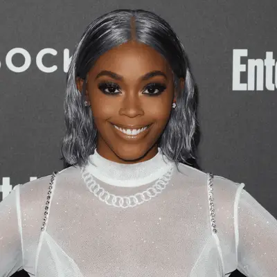 Smoky gray short hair with middle part