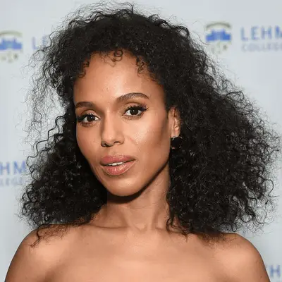 Kerry Washington: curly half-up, half-down on oblong face
