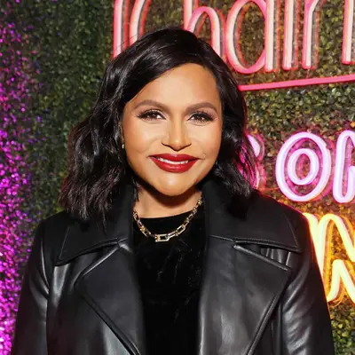 Mindy Kaling with tousled, side-parted at the 2023 ChainFEST Gourmet Chain Food Festival VIP Night