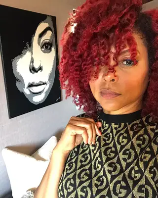 Taraji P. Henson with curly red hair