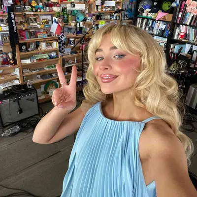 sabrina carpenter with buttery blonde hair