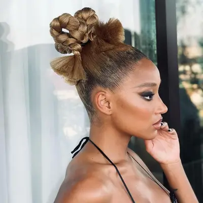 amandla stenberg wearing braided updo