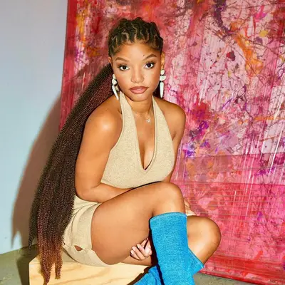 Woman with strawberry brown hair