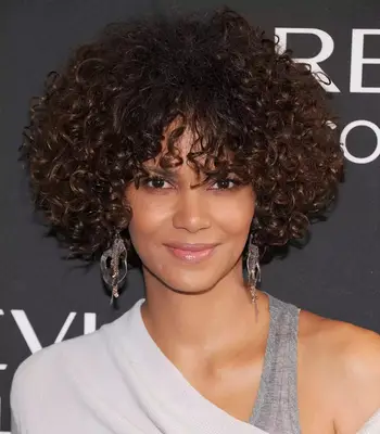 Halle Berry curly crop with curly bangs