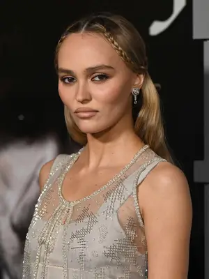 Lily-Rose Depp with blonde braid crown