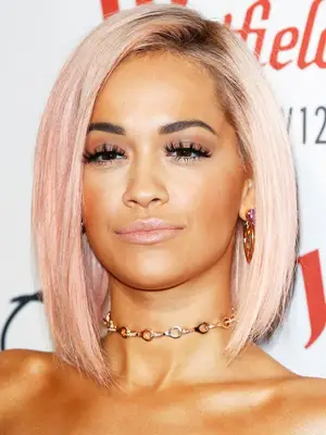 pink hair: Rita Ora with candyfloss pink hair