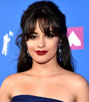 Camila Cabello with long wispy bangs 