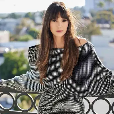 Nina Dobrev with blunted fringe