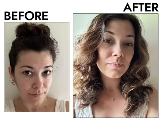 MYM Beauty writer Ashley Rubell using scrunchie to achieve heatless curls