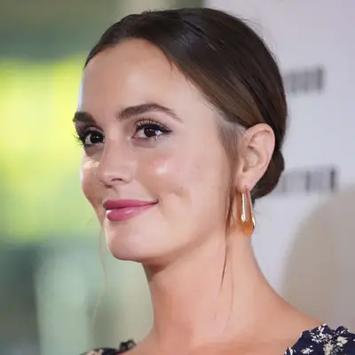 Leighton Meester with a slicked-back chignon hairstyle at the 2019 