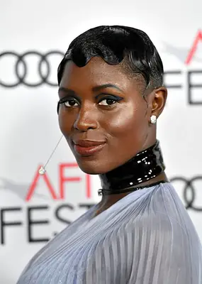 Jodie Turner-Smith with retro stylized pixie