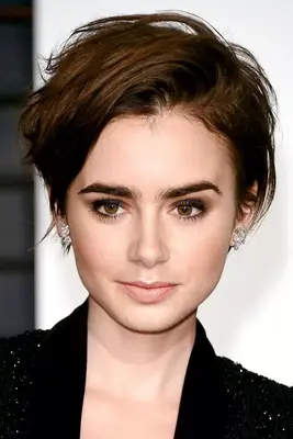 Lily Collins with tousled pixie