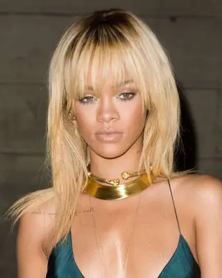 Rihanna with platinum blonde hair