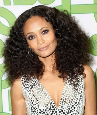 Thandie Newton with voluminous center-parted curls