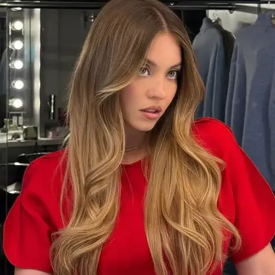 Sydney Sweeney with blonde highlights