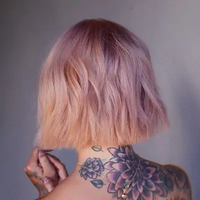 Pastel violet and tangerine bob hairstyle