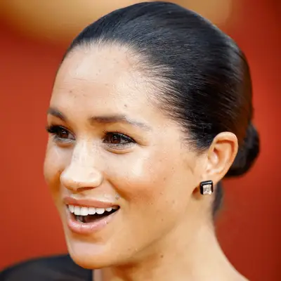 meghan markle wearing slicked-back bun