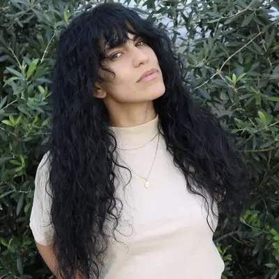Woman with curly hair