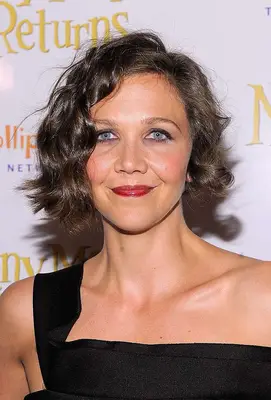 Maggie Gyllenhaal with inverted, tousled bob