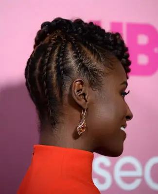 Issa Rae wearing braided updo