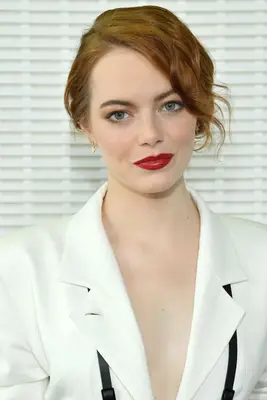How to Find the Best Part for Your Face Shape 2014: Emma Stone with updo and red lips