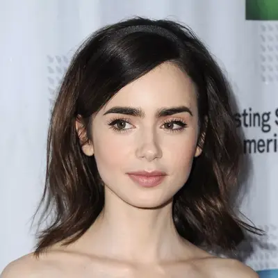 lily collins red carpet hairstyle with headband