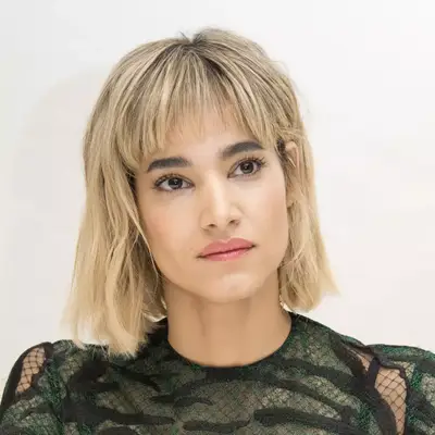 sofia boutella with bleached blonde hair and bangs