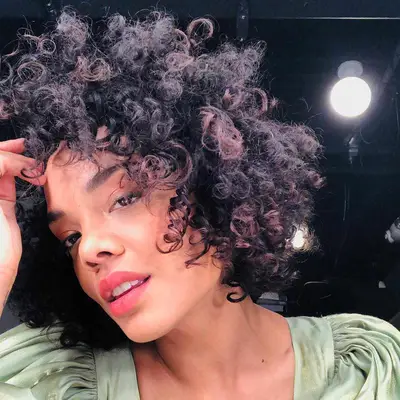 Tessa Thompson Coffee Brown Hair with natural coils