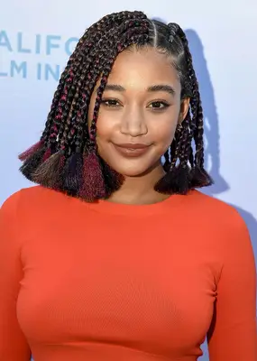 Amandla Stenberg with braided bob
